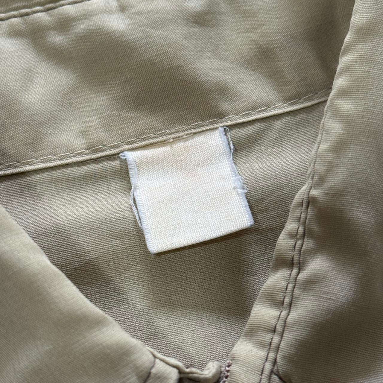 70s Tan Khaki Pearl Snap Western Cowboy Point Collar Button Up