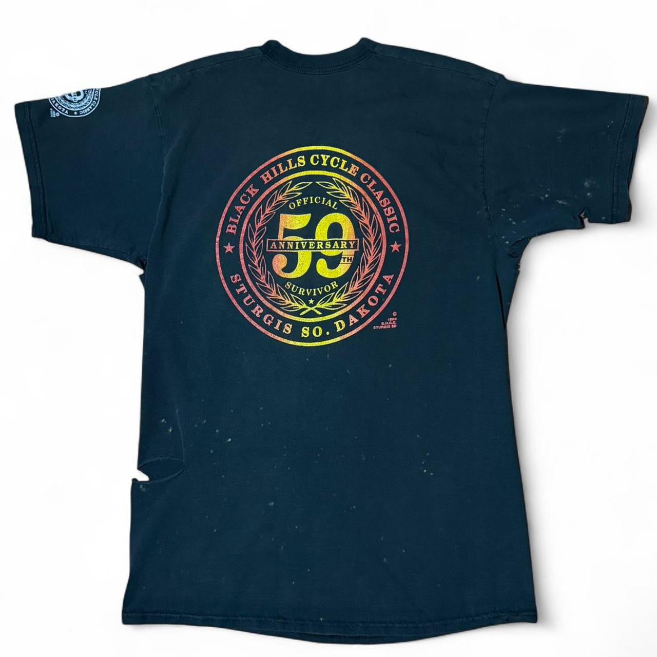 ‘99 Thrashed Black Hills Motorcycle Classic Sturgis Biker Tee