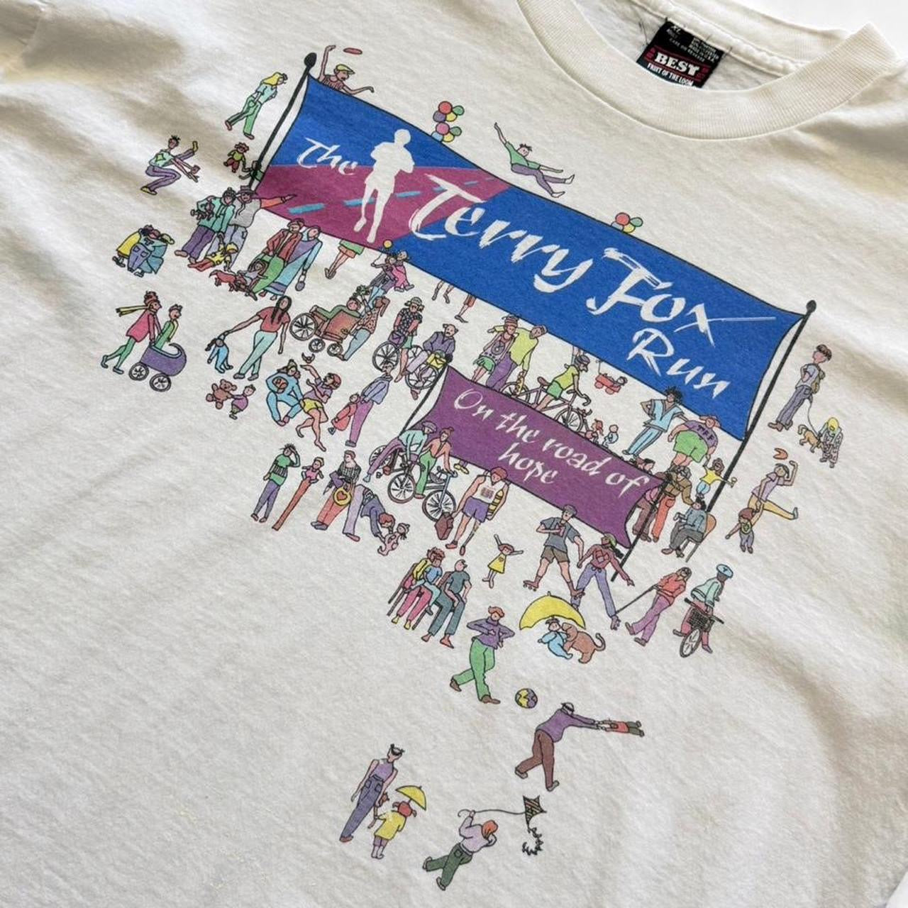 90s Terry Fox Run Sponsor Cancer Memorial Marathon Running T-shirt