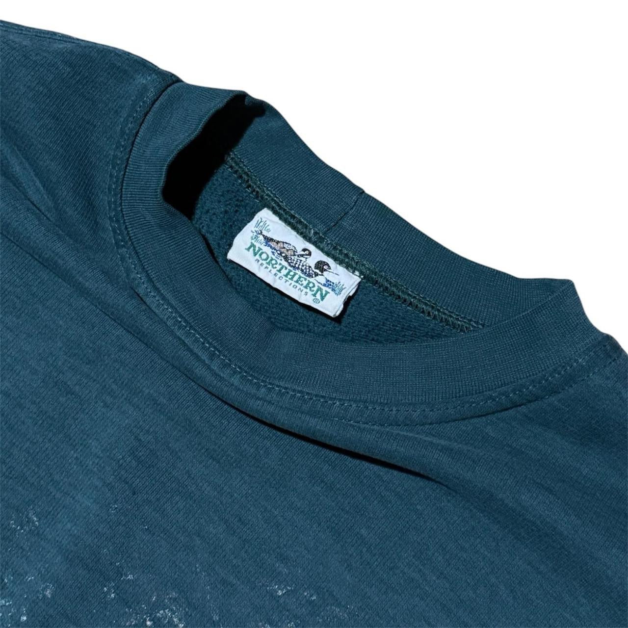 90s Northern Reflections Faded Nature Woods Graphic Crewneck Sweater