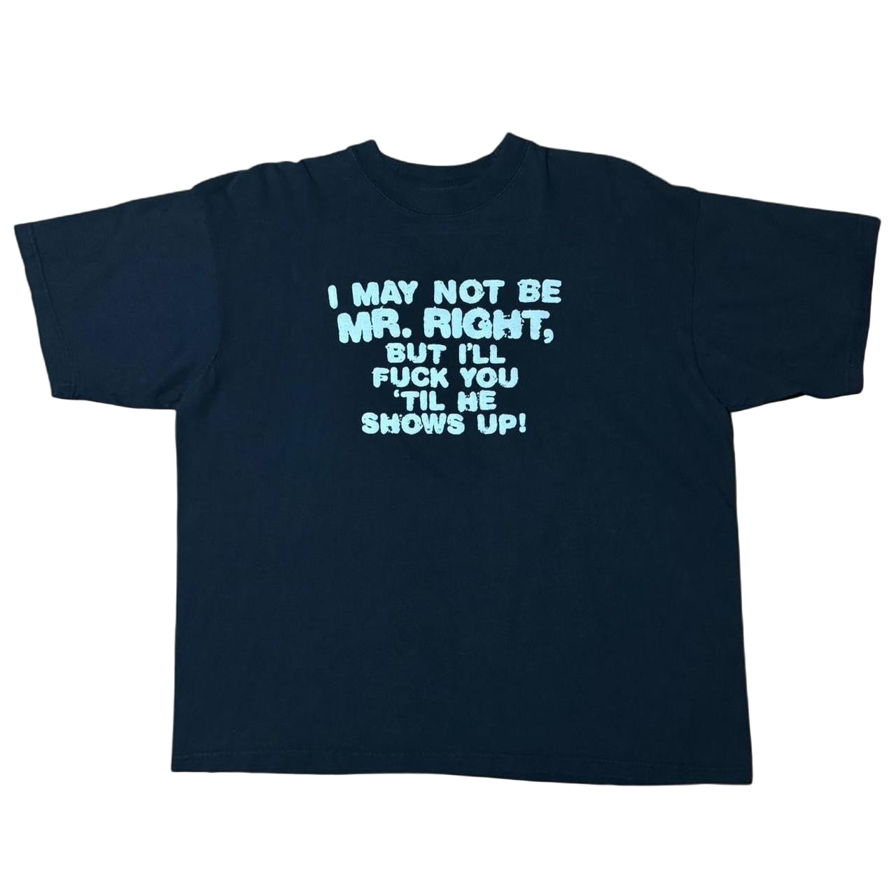 90s I May Not Be Mr.Right But I’ll Fuck You Til He Shows Up Novelty Joke Tee