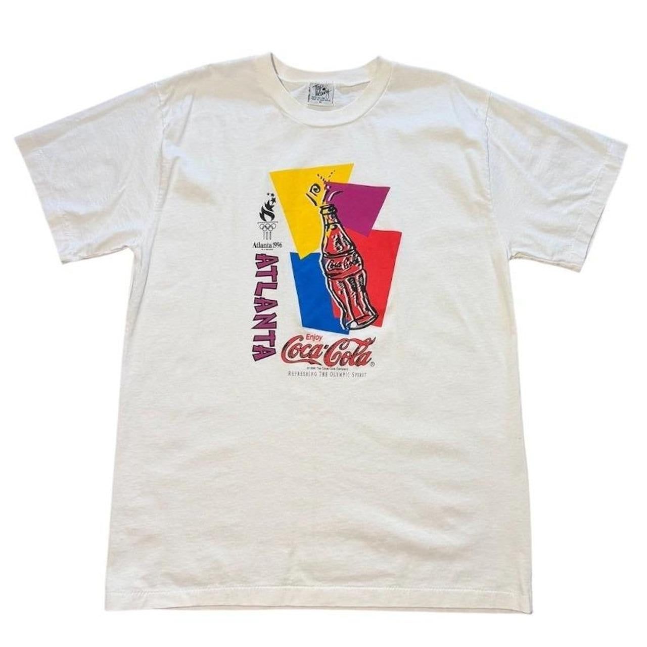Vintage 1996 Atlanta Olympics USA Coca-Cola Promo Souvenir Graphic Art T-Shirt