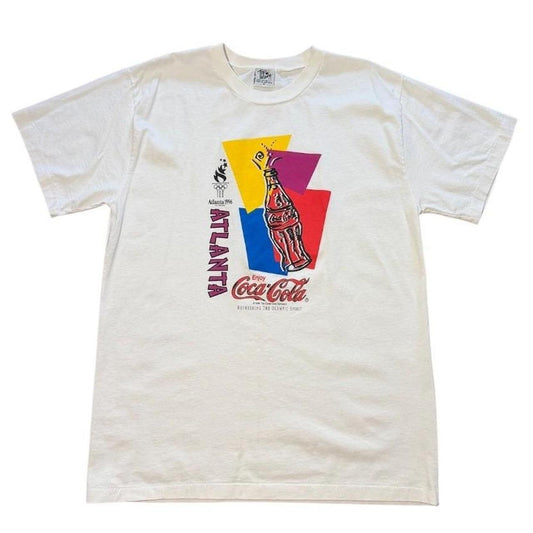 Vintage 1996 Atlanta Olympics USA Coca-Cola Promo Souvenir Graphic Art T-Shirt