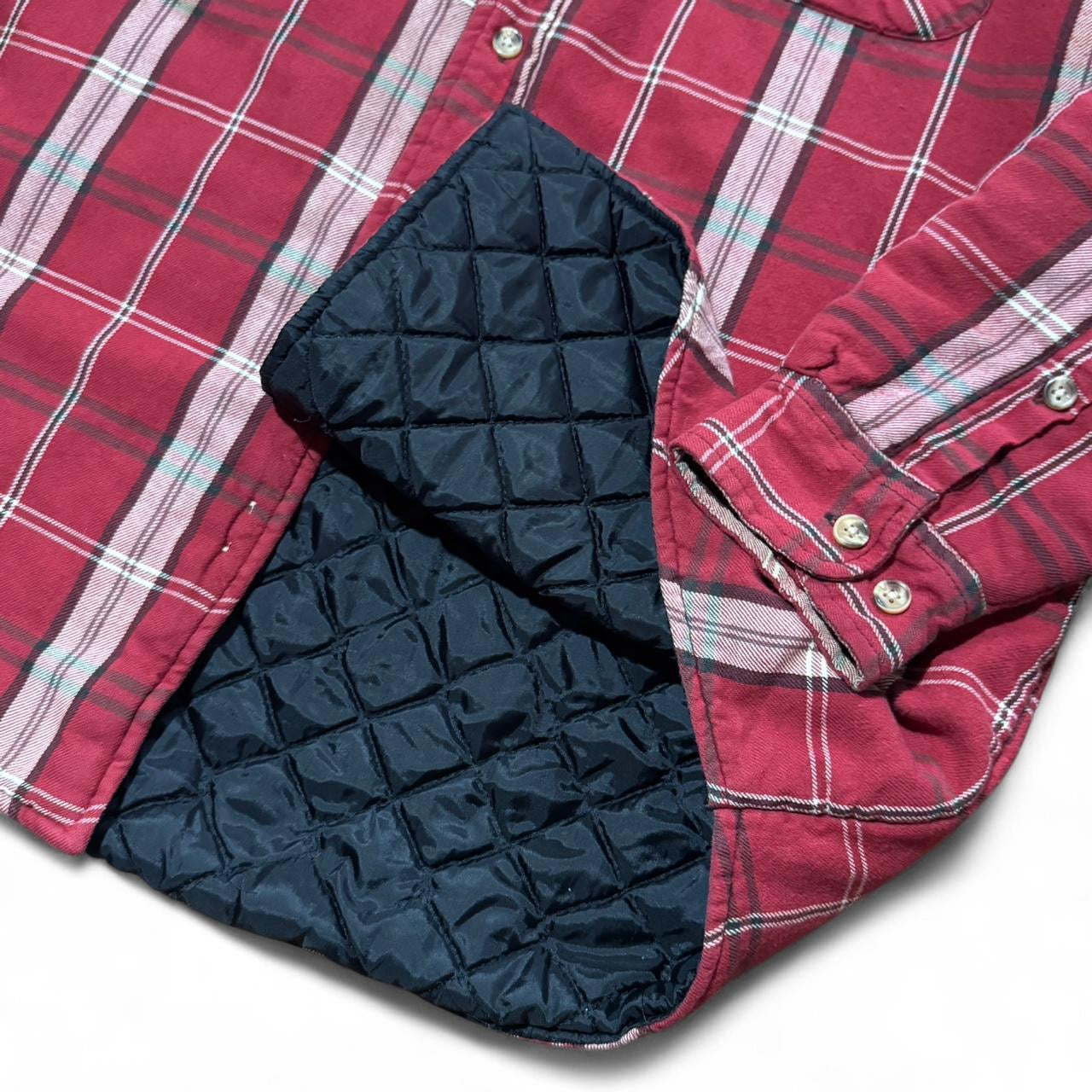 Y2K Quilted Inline Red Flannel Workwear Outdoors Button Up Jacket