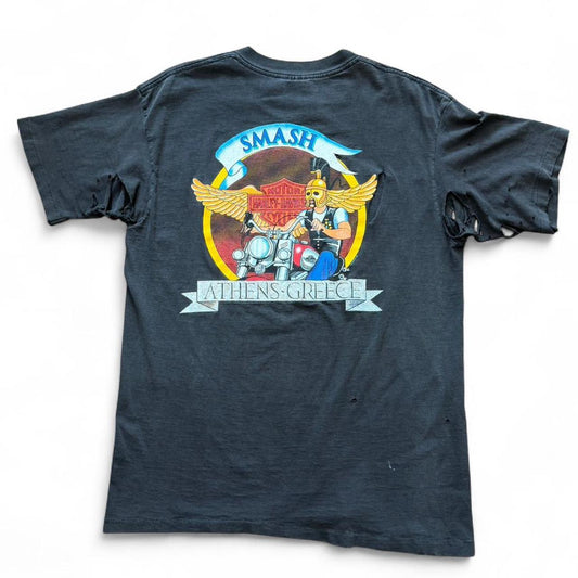 Vintage ‘93 Thrashed Harley Davidson Athens Greece Biker Motorcycle T-shirt