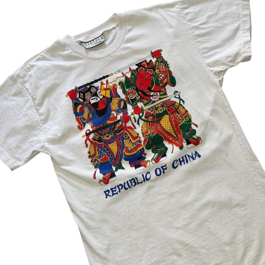 80s Republic of China Graphic Opera Warrior Chinese Art Souvenir T-shirt