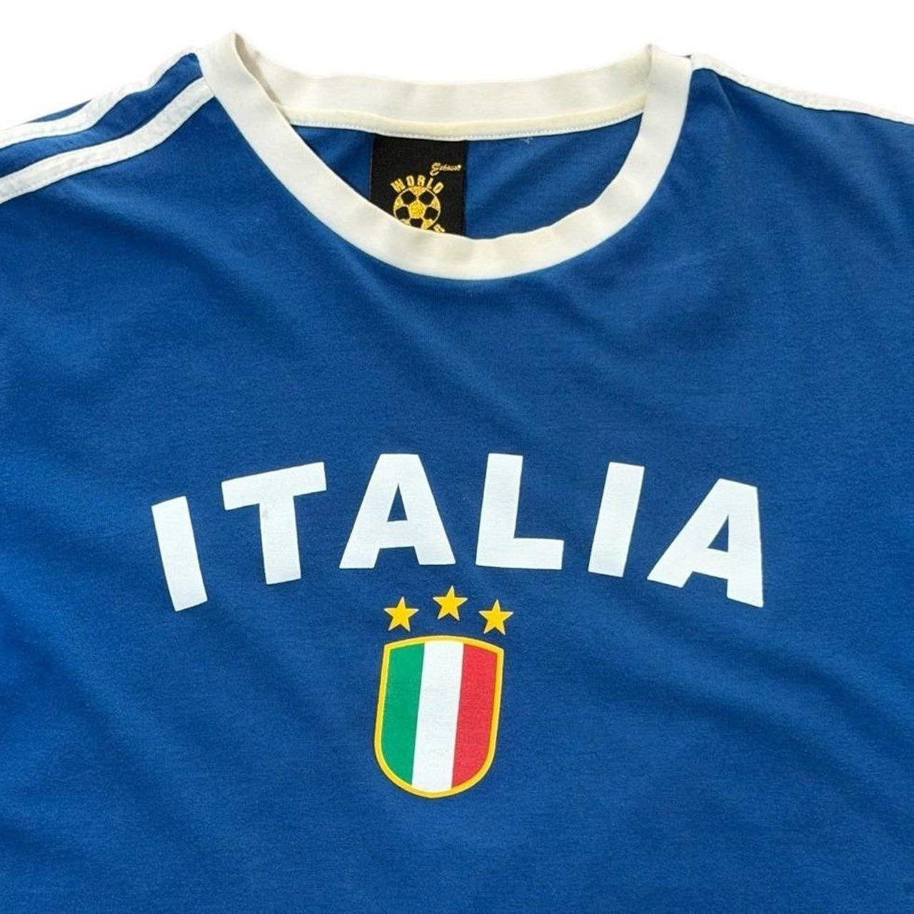 90s Y2K Italia World Soccer Team Ringer Graphic Sports Souvenir T-shirt