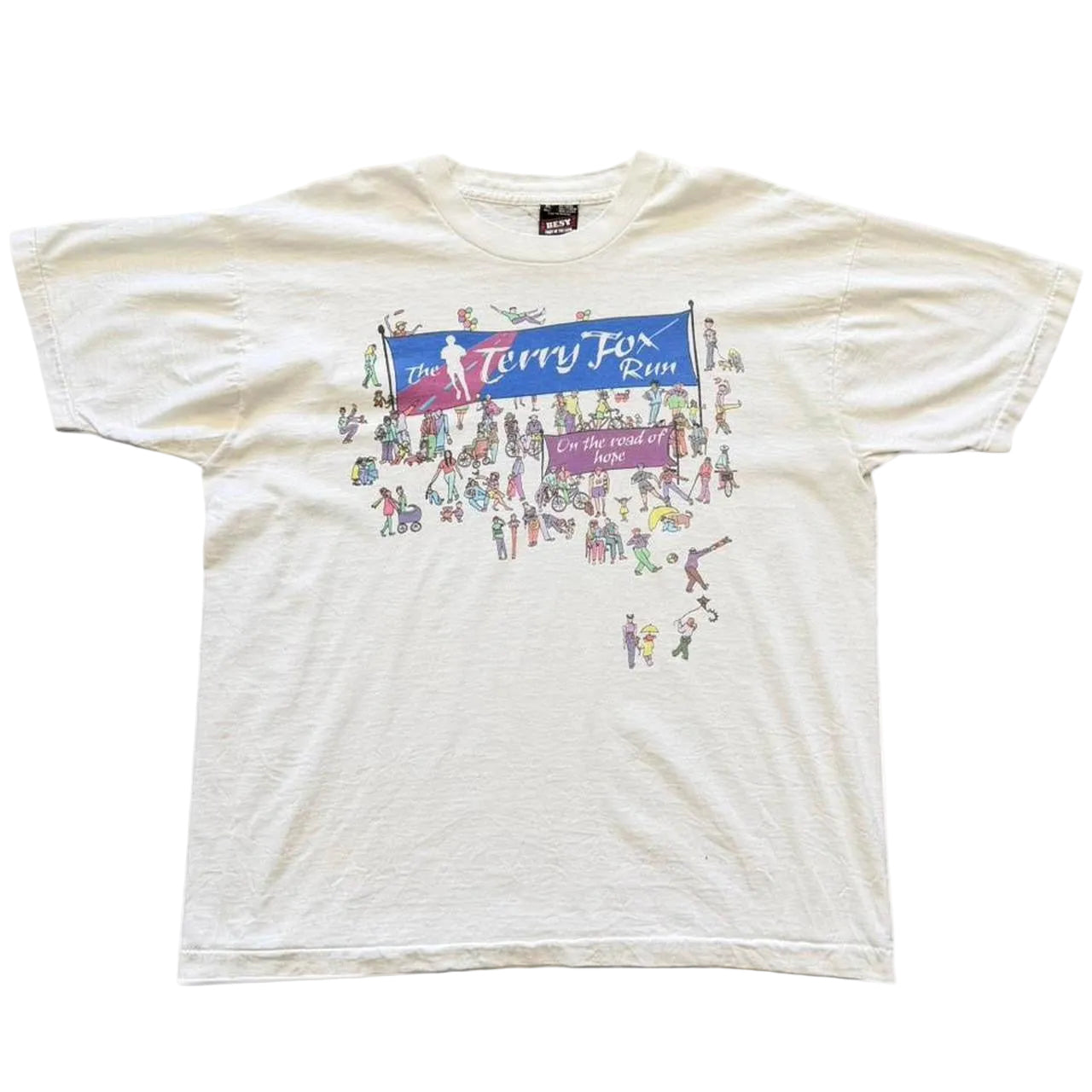 90s Terry Fox Run Sponsor Cancer Memorial Marathon Running T-shirt