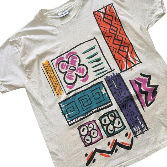 Jacques Moret 90s Abstract Art Floral Graphic Cottage Cute Core T-shirt