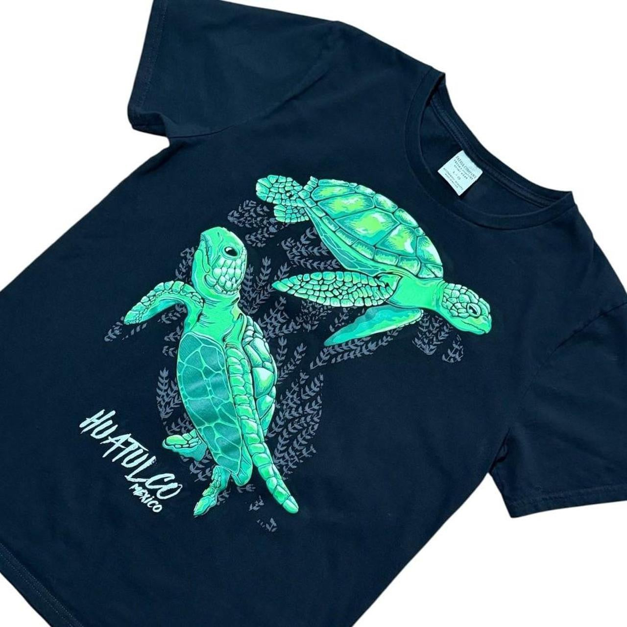Y2K Puff Print Huatulco Mexico Sea Turtle Ocean Marine Graphic T-Shirt