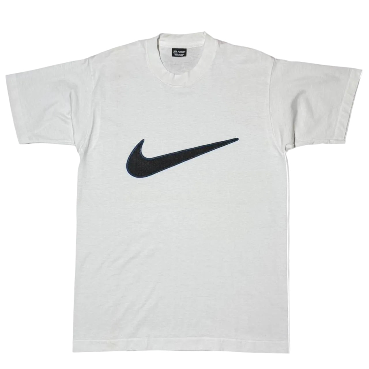 90s Nike Swoosh Check Black/Navy Graphic Logo T-shirt
