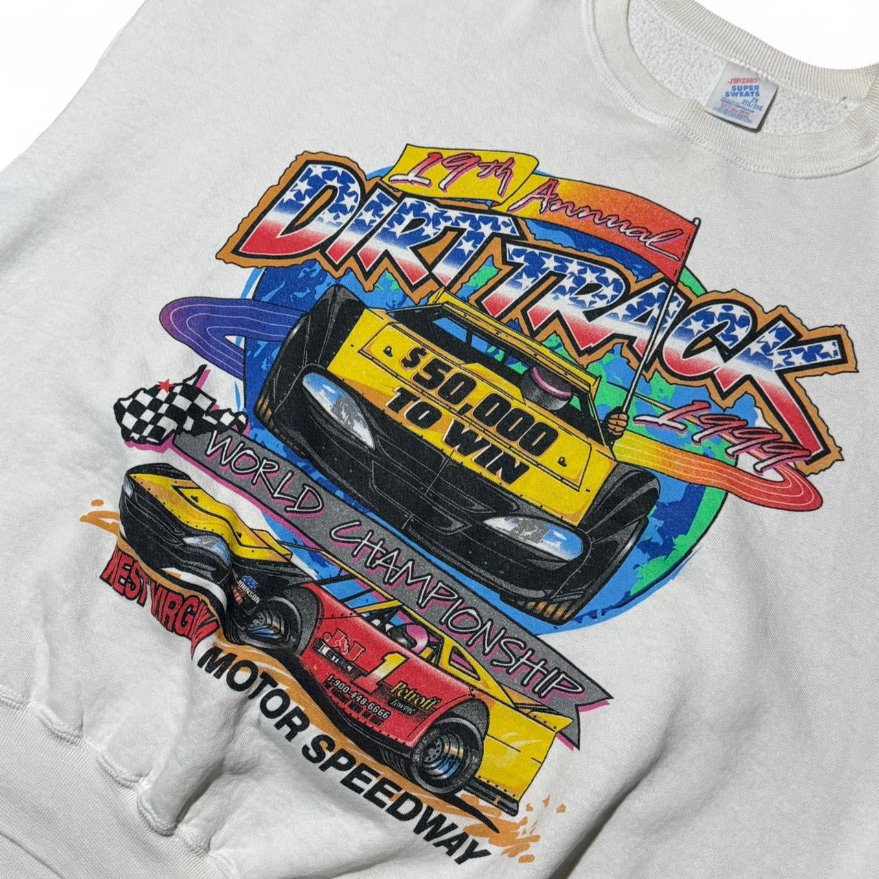 90s Dirt Track World Championship Racing Cutoff Sweatshirt