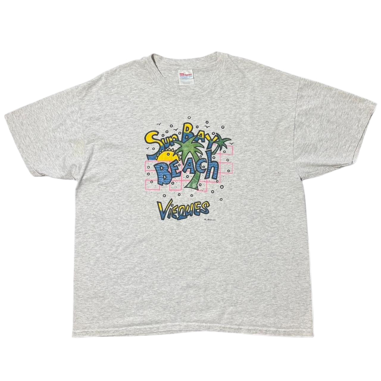 90s Sun Bay Beach Vieques Palm Tree Tourism Souvenir Tee