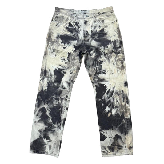 Bleach TieDye Black & White Wrangler Straight Leg Denim Jeans