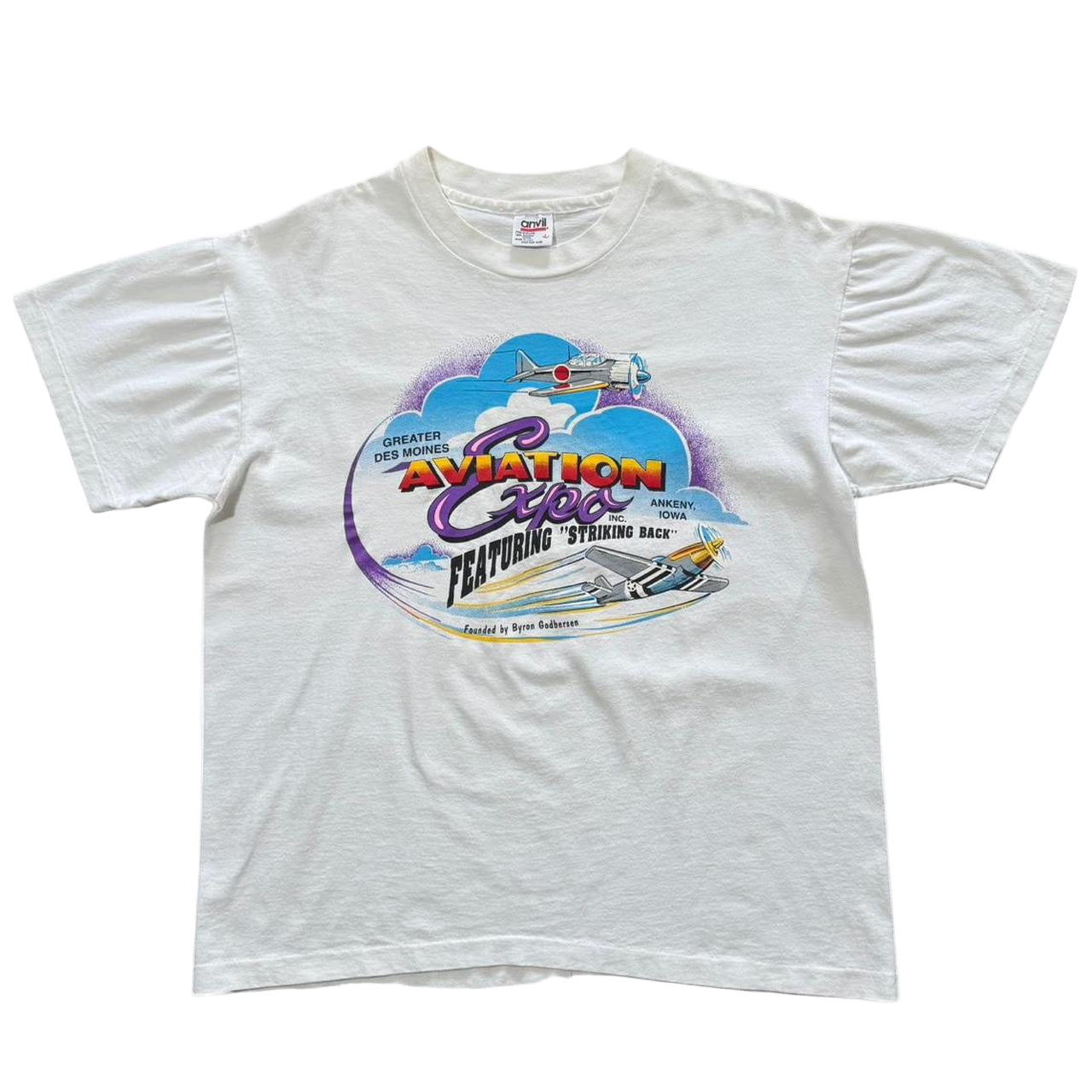 90s Aviation Expo Des Moines Iowa Airplane Pilot Souvenir Tee