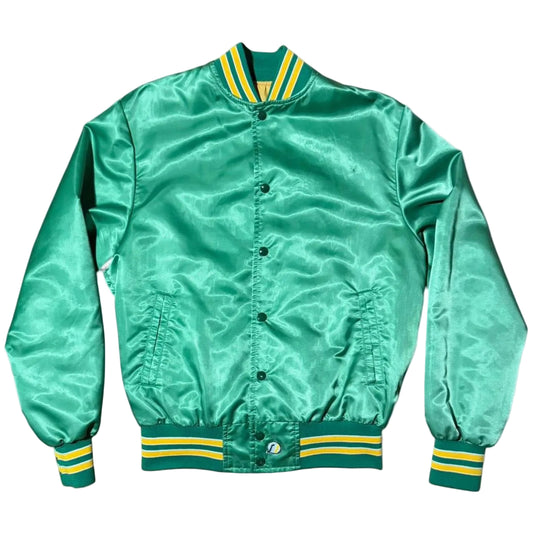 80s Oakland Athletics MLB Baseball Depatched Satin Bomber Jacket