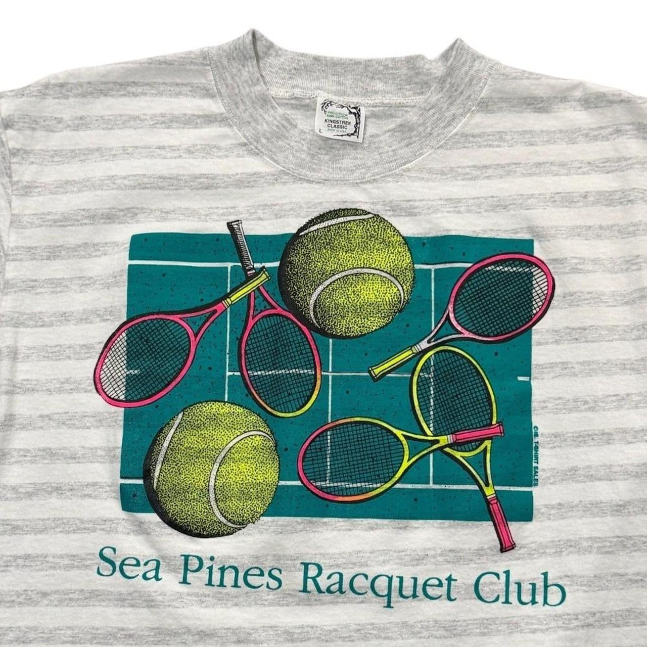 90s Sea Pines Racquet Ball Club Tennis Sports Striped Graphic T-shirt