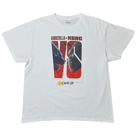 2021 Carls Jrs Fast Food White Godzilla vs. King Kong Movie Promo Tee