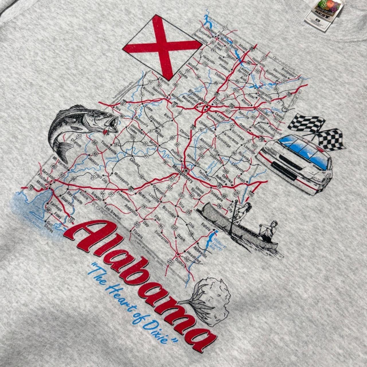 90s Alabama State Heart of Dixie Map Nature Graphic Crewneck Sweater