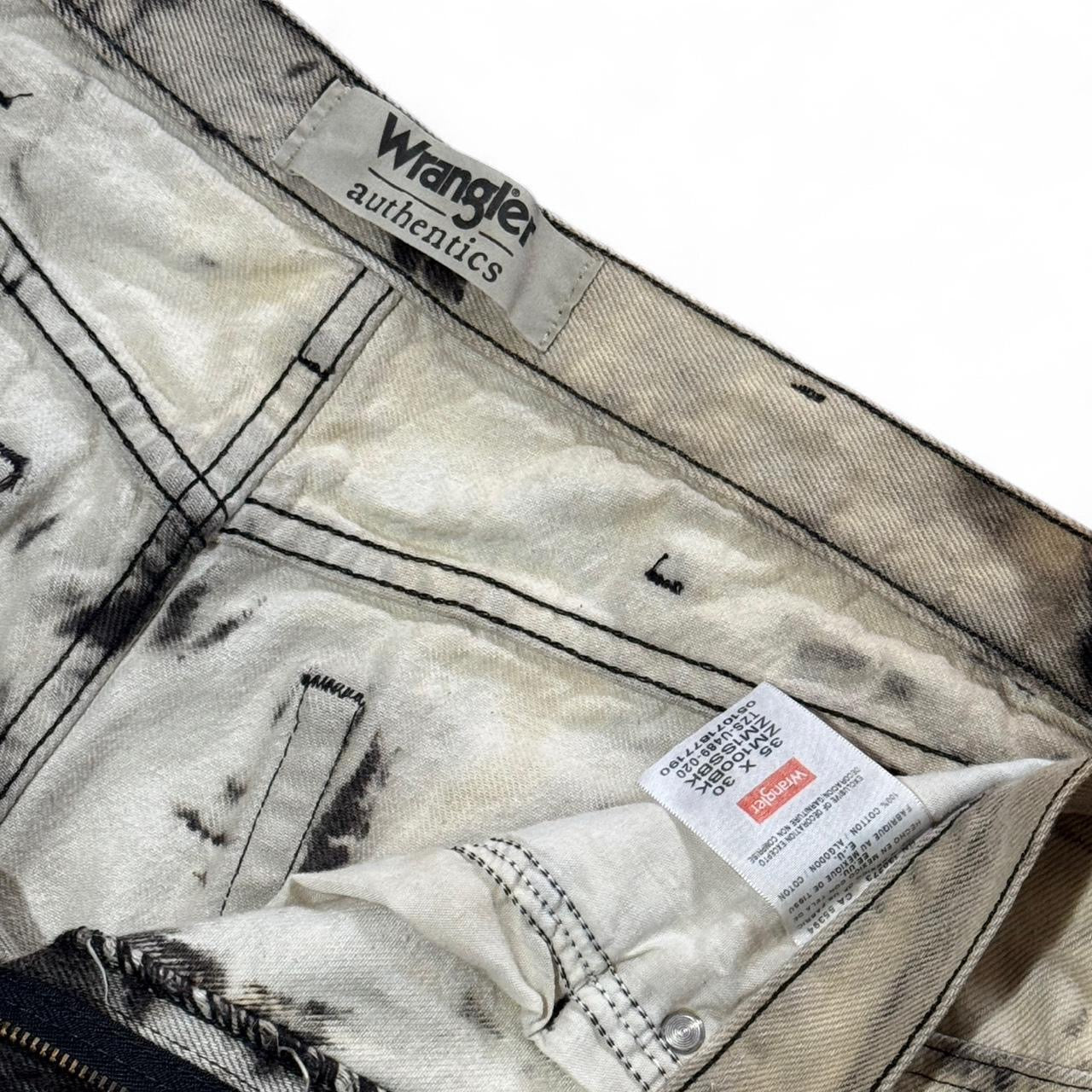 Bleach TieDye Black & White Wrangler Straight Leg Denim Jeans