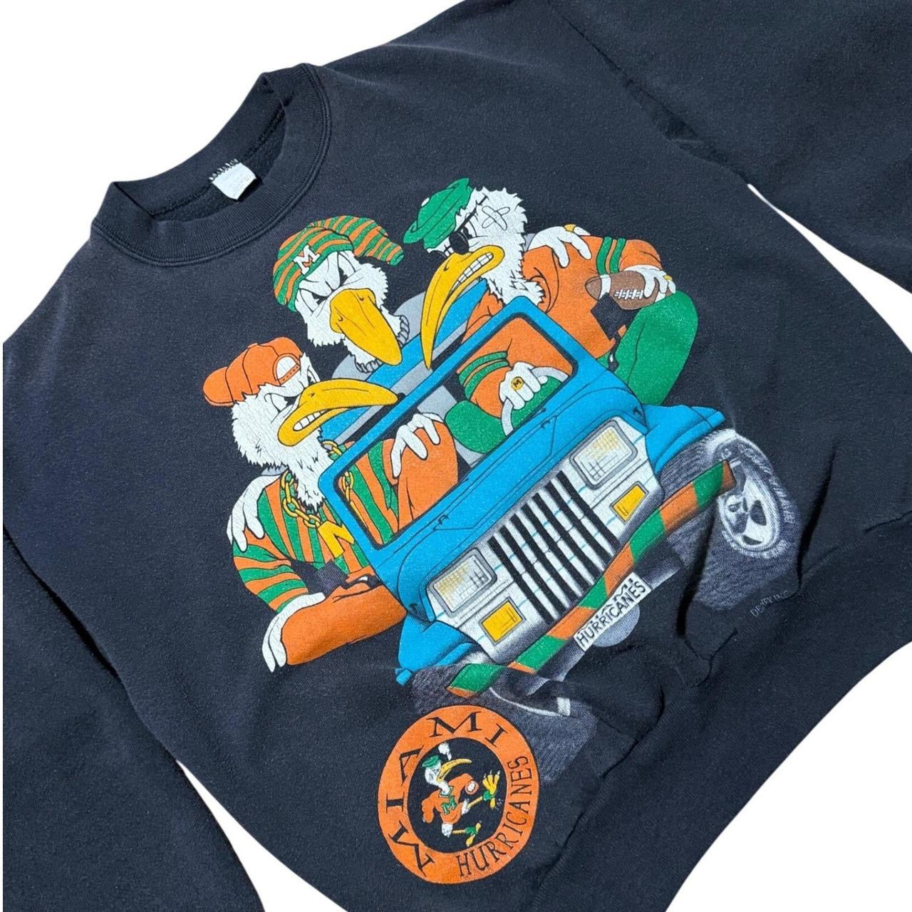 Vintage Miami Hurricanes Mascot NCAA Football Sports Pullover Graphic Crewneck