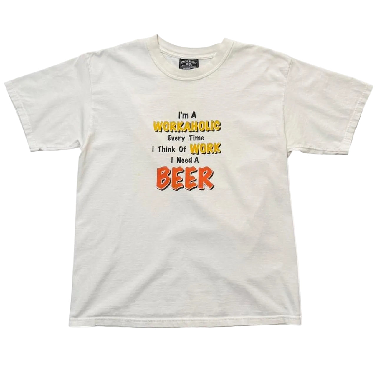 Vintage Y2K Beer Drinking Funny Joke Humour Novelty Alcohol Work T-shirt
