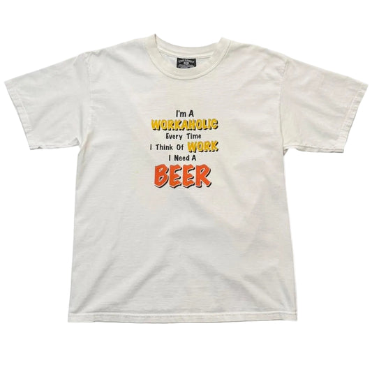 Vintage Y2K Beer Drinking Funny Joke Humour Novelty Alcohol Work T-shirt