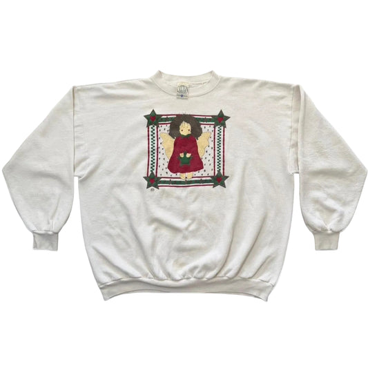 90s Angel Holiday Cottage Art Graphic Pullover Sweater