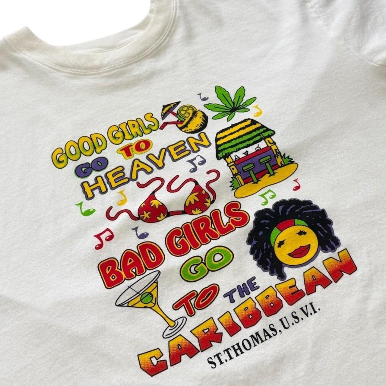 90s Y2K St Thomas Caribbean Bad Good Girls Heaven Hell Party Art T-shirt