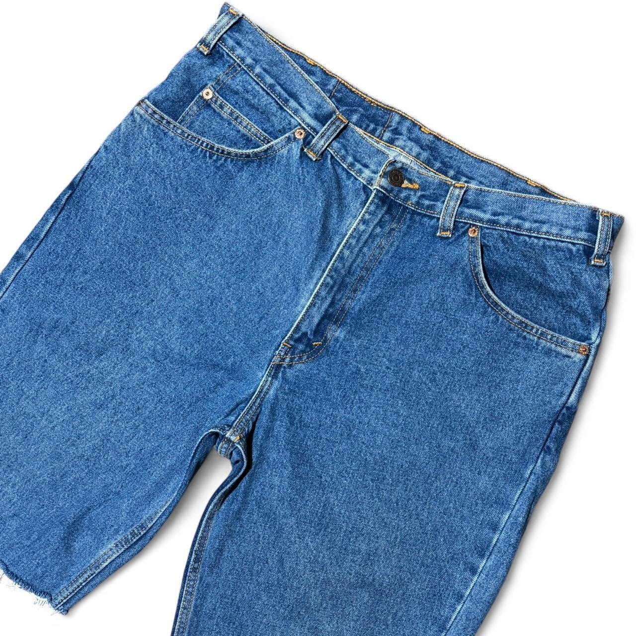 90s Orange Tab Levi’s Blue Wash Cutoff Denim Jean Shorts