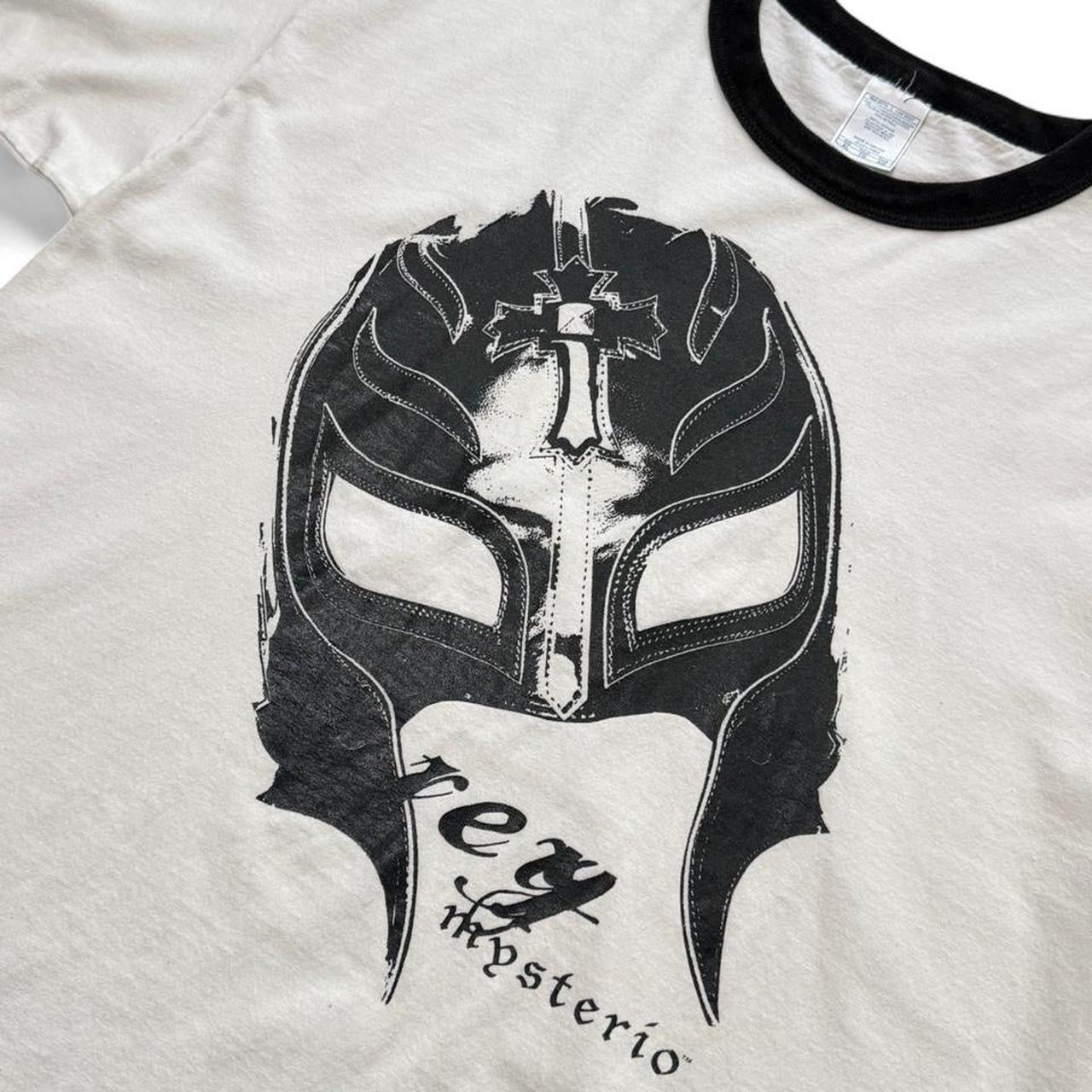 Vintage 90s WWE WCW Rey Mysterio Mask Wrestling Graphic Ringer T-shirt