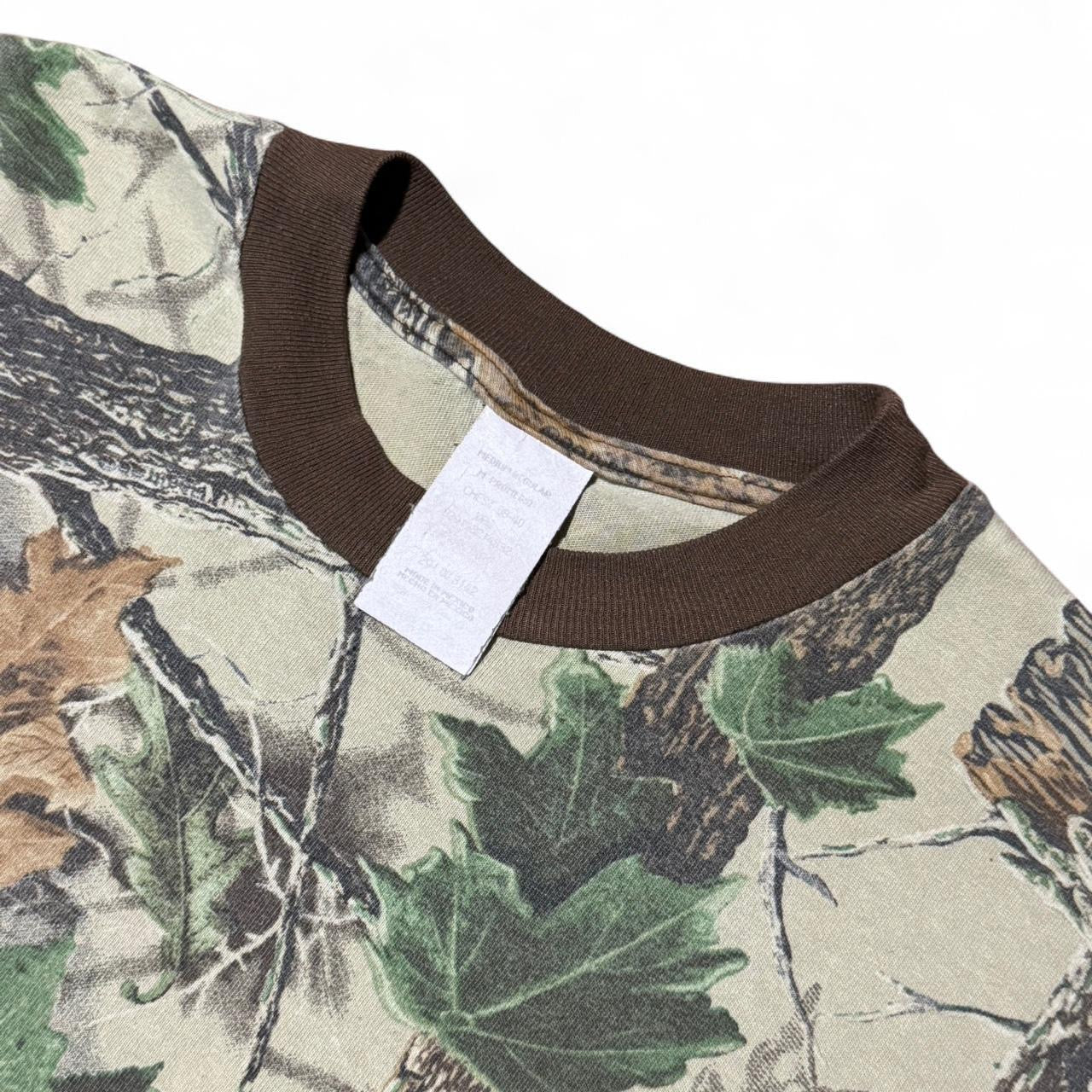 90s Long Sleeve Camouflage Real Tree Brown Collar Ringer Pocket Shirt