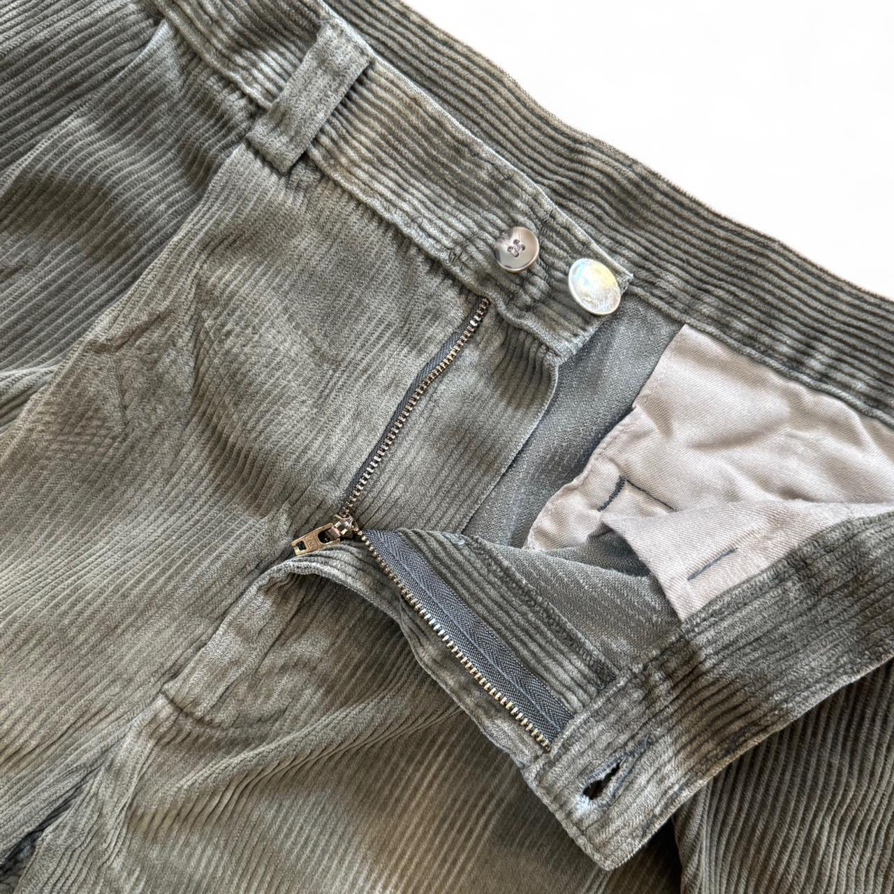 Haggar Olive Green Faded Corduroy Pleated  Trouser