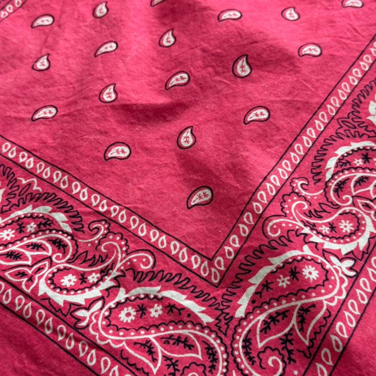 Y2K Hot Pink Paisley Bandana Handkerchief Chiffon Scarf Head Wrap
