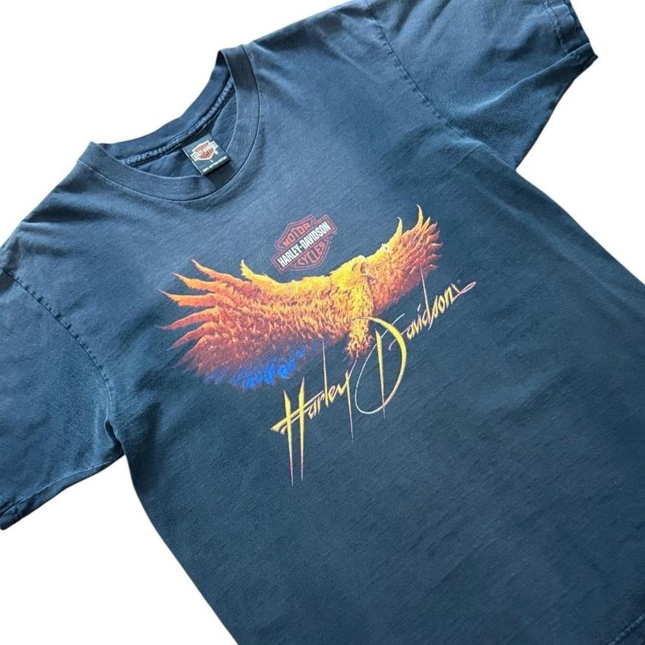 Vintage 90s Harley Davidson Alberta Canada Flame Eagle Biker Motorcycle T-shirt