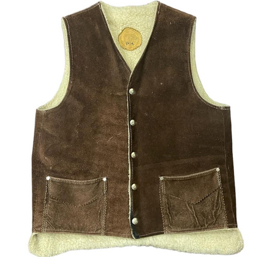 70s Handmade Suede Sherpa Vest