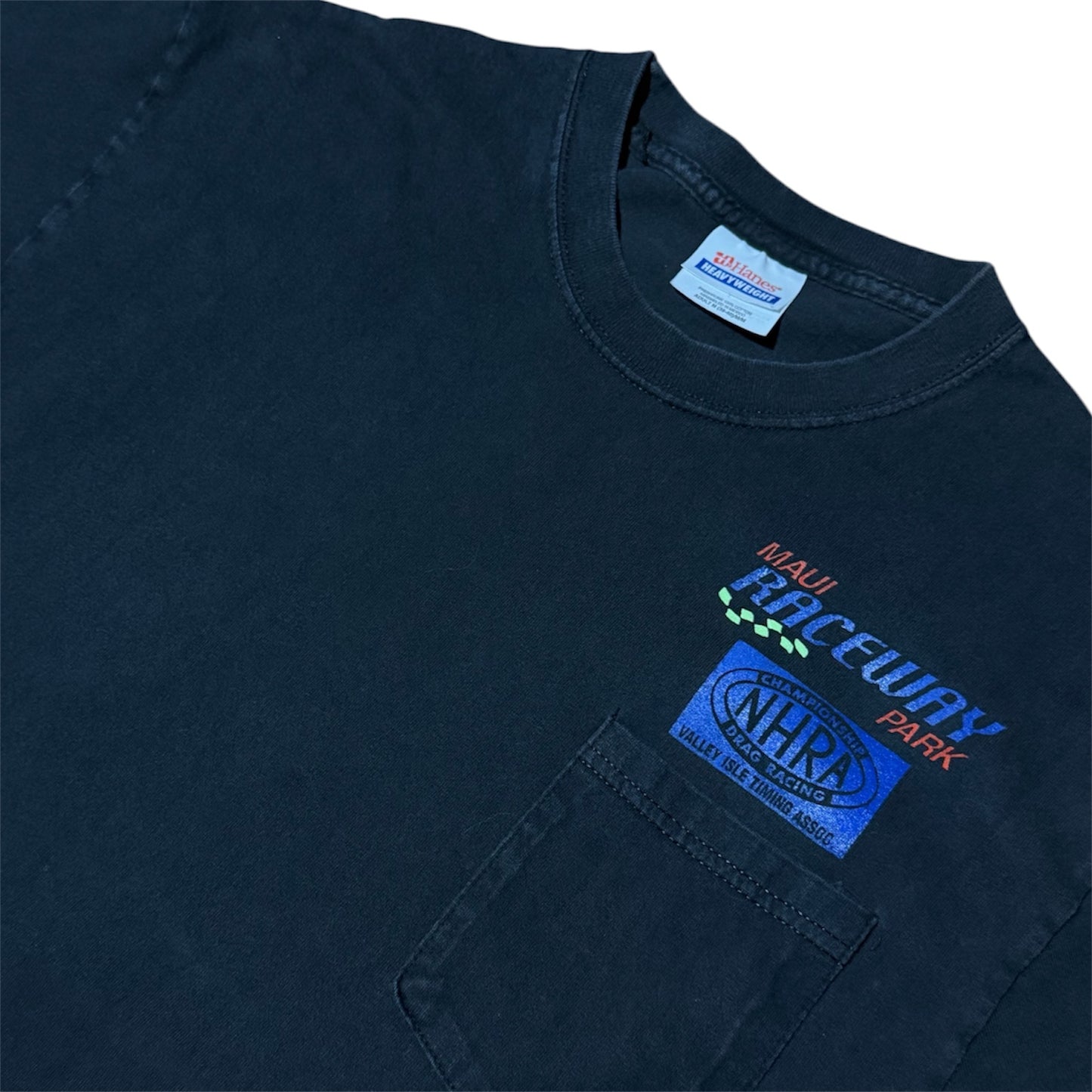 Y2K Maui Raceway Park NHRA 40th Anniversary Auto Cars Pocket T-Shirt