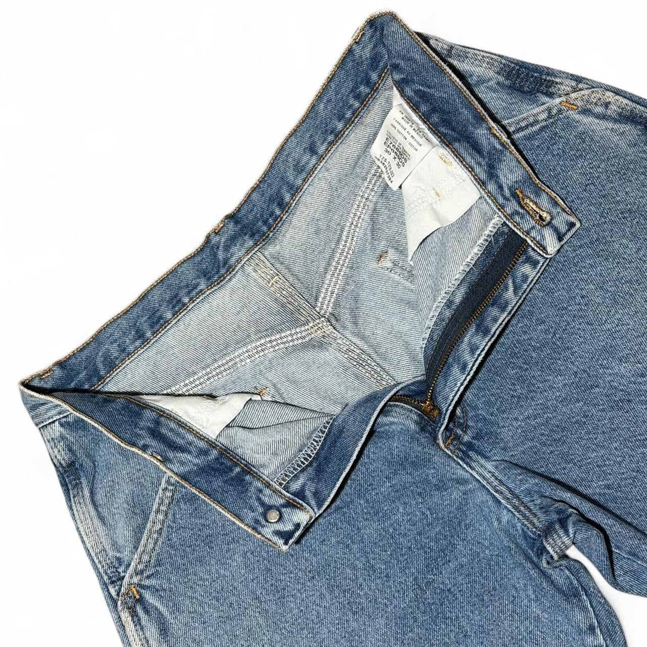 Vintage Rustler Blue Cutoff Carpenter Cargo Denim Jean Shorts