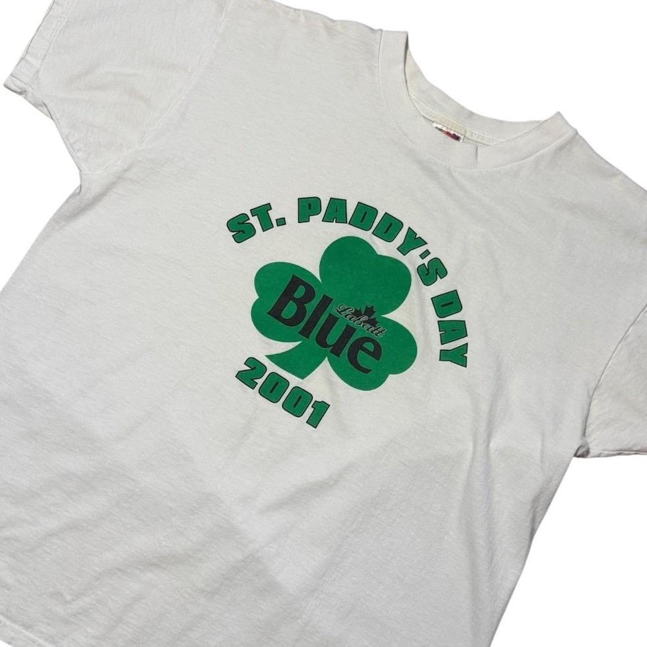 Y2K Labatt Blue St Patricks Day Irish Clover Beer Promo Graphic T-shirt