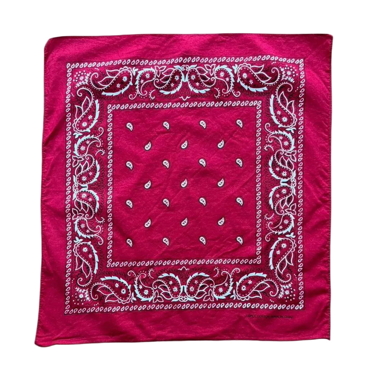 Y2K Maroon Burgundy Paisley Bandana Handkerchief Chiffon Scarf Head Wrap