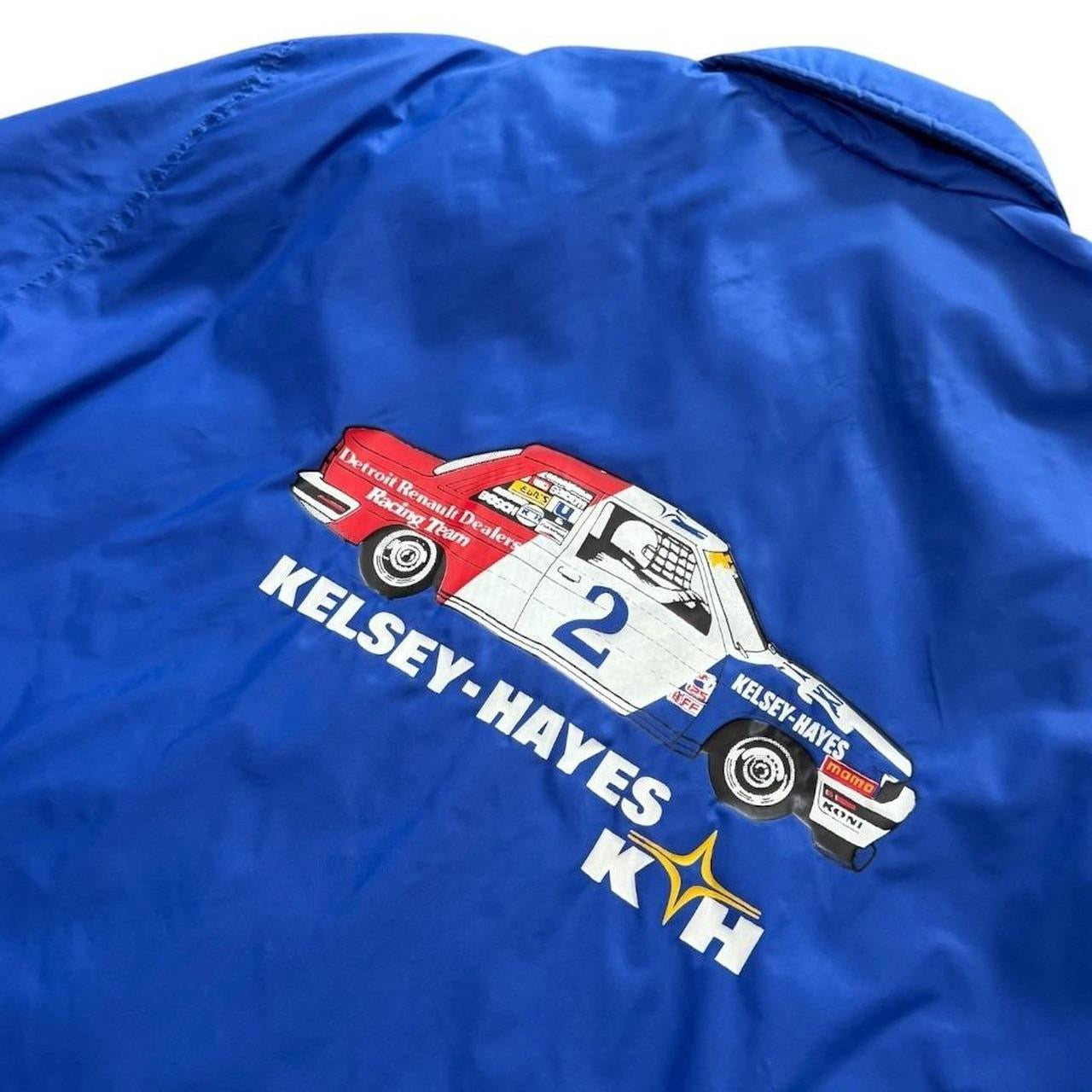 80s Kelsey Hayes Auto Car Racing Team USA Coaches Button Up Coat Jacket