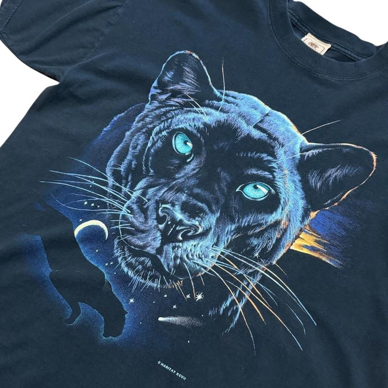 90s Habitat Black Panther Animal Nature Jungle Cat Art Graphic T-Shirt