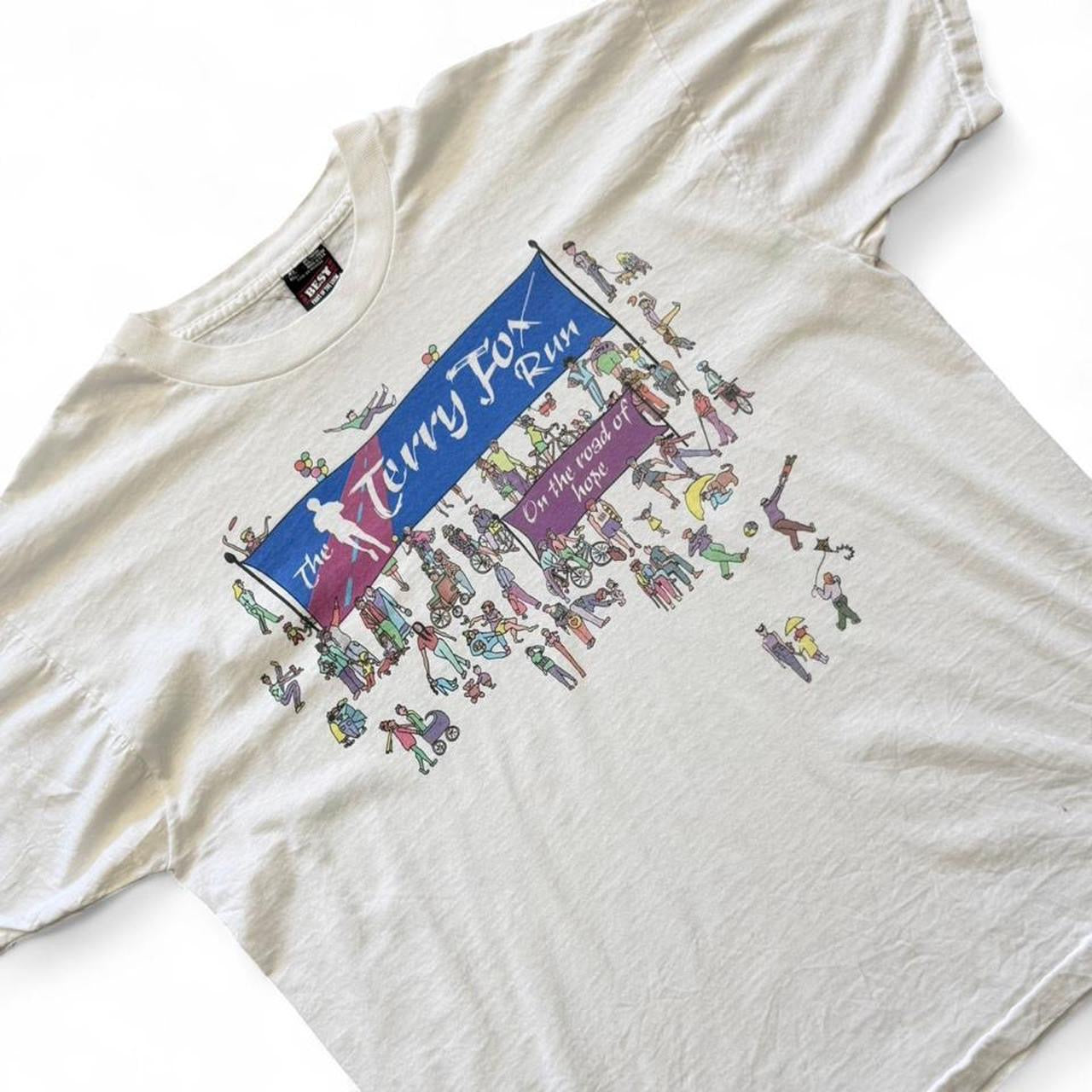 90s Terry Fox Run Sponsor Cancer Memorial Marathon Running T-shirt