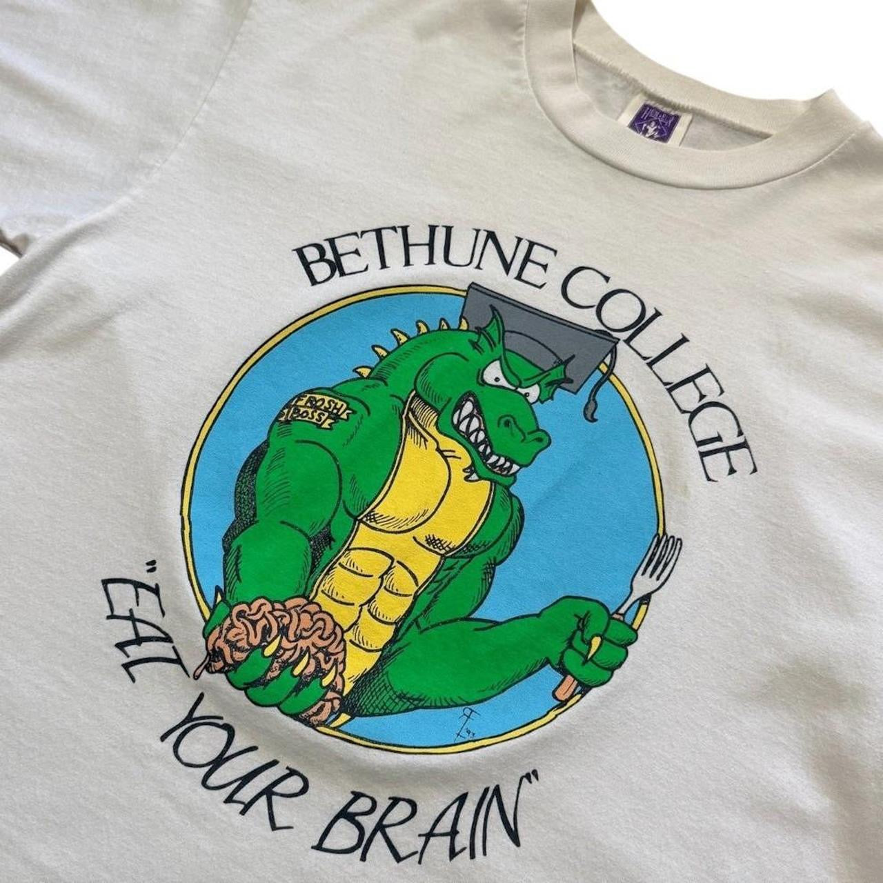 90s Bethune College Eat Your Brain Dinosaur Dragon Art Graphic T-shirt