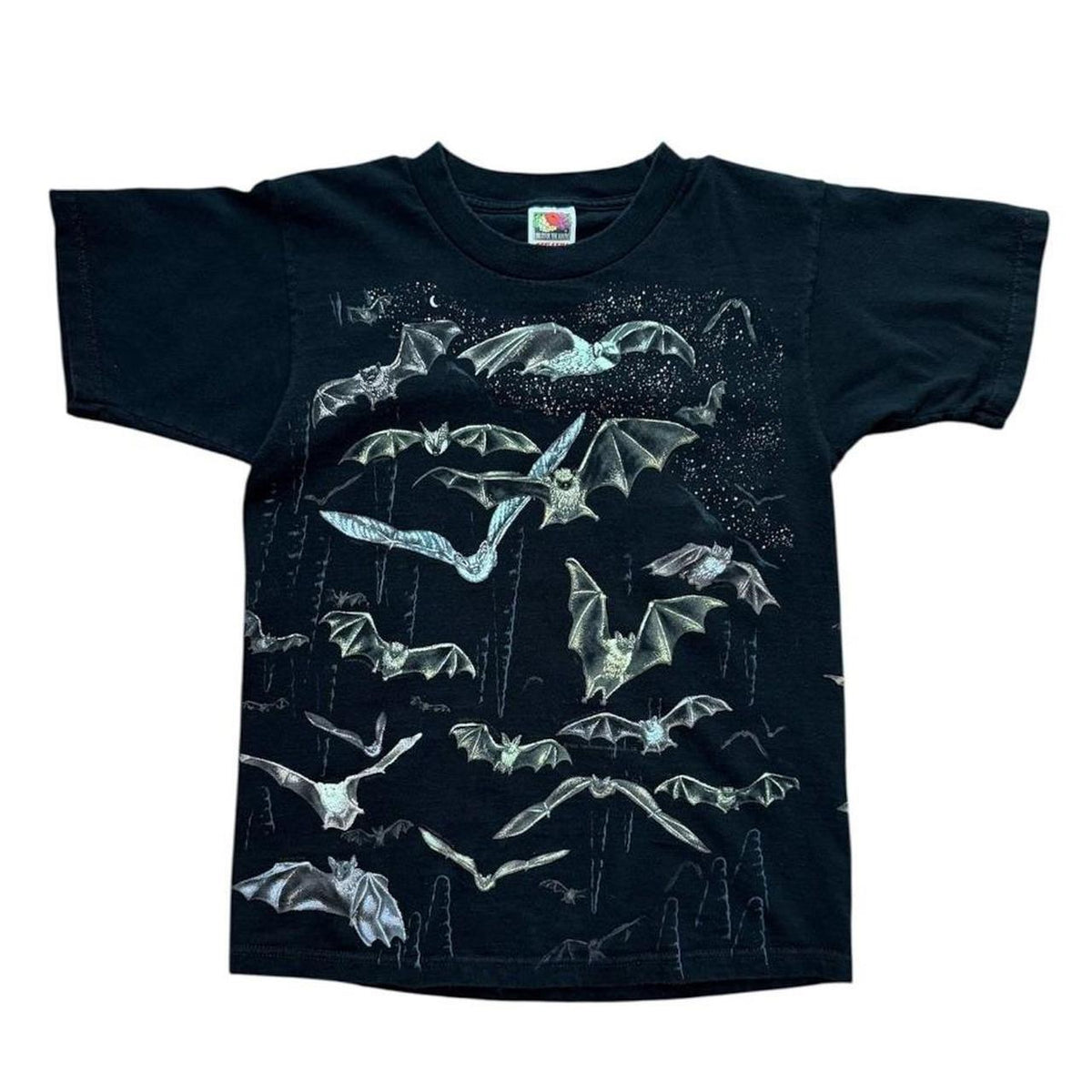 90s Bats Halloween Glow in Dark Spooky Nature AOP Art Graphic T-shirt