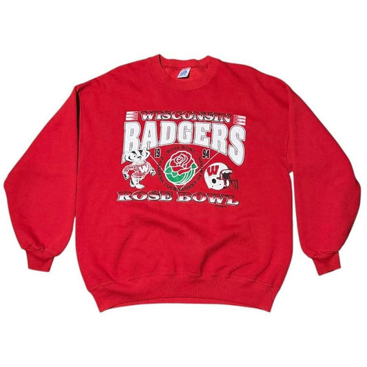 90s Wisconsin Badgers Rose Bowl NCAA USA Football Sport Crewneck Sweater