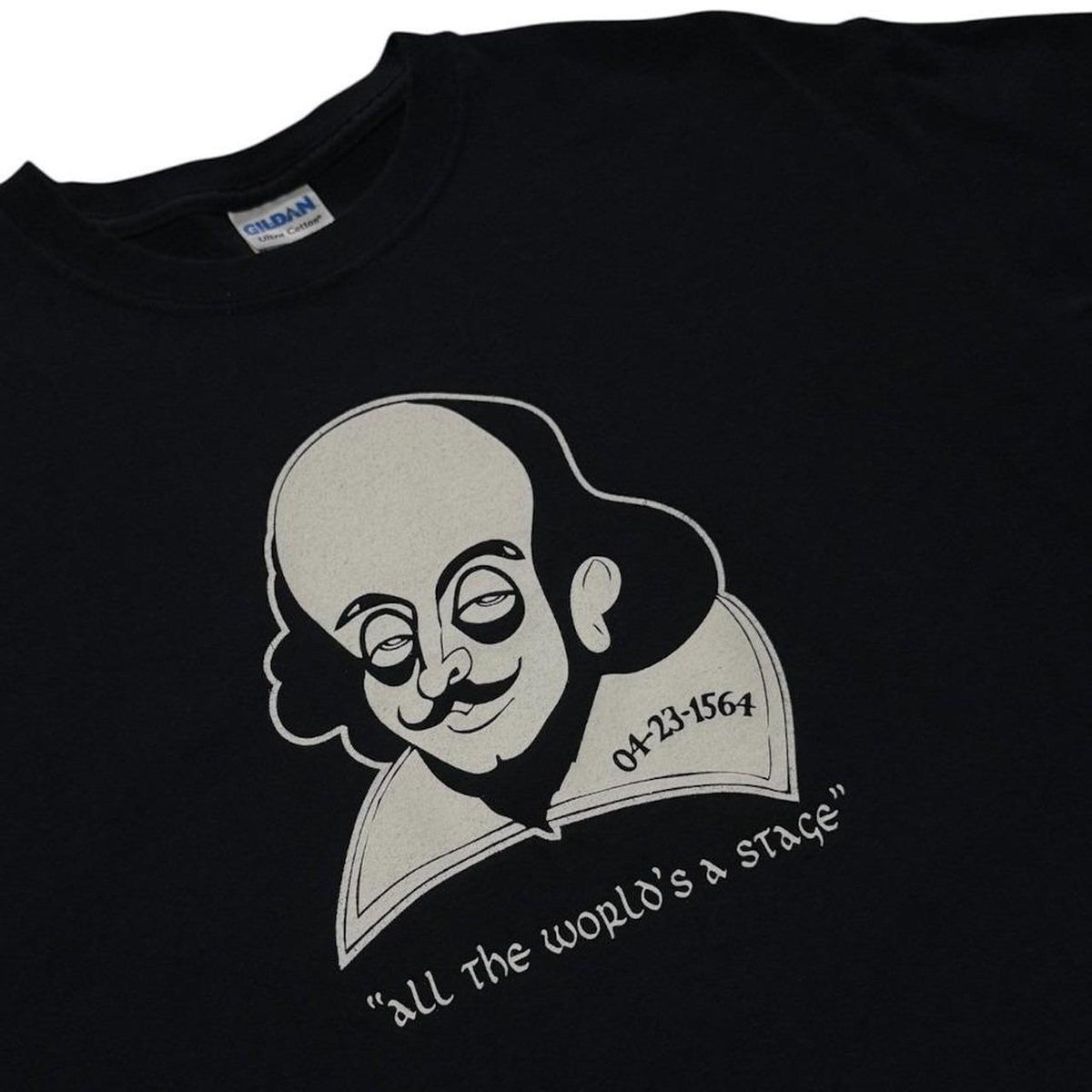 Y2K William Shakespeare All The Worlds A Stage Quote Caricature T-shirt