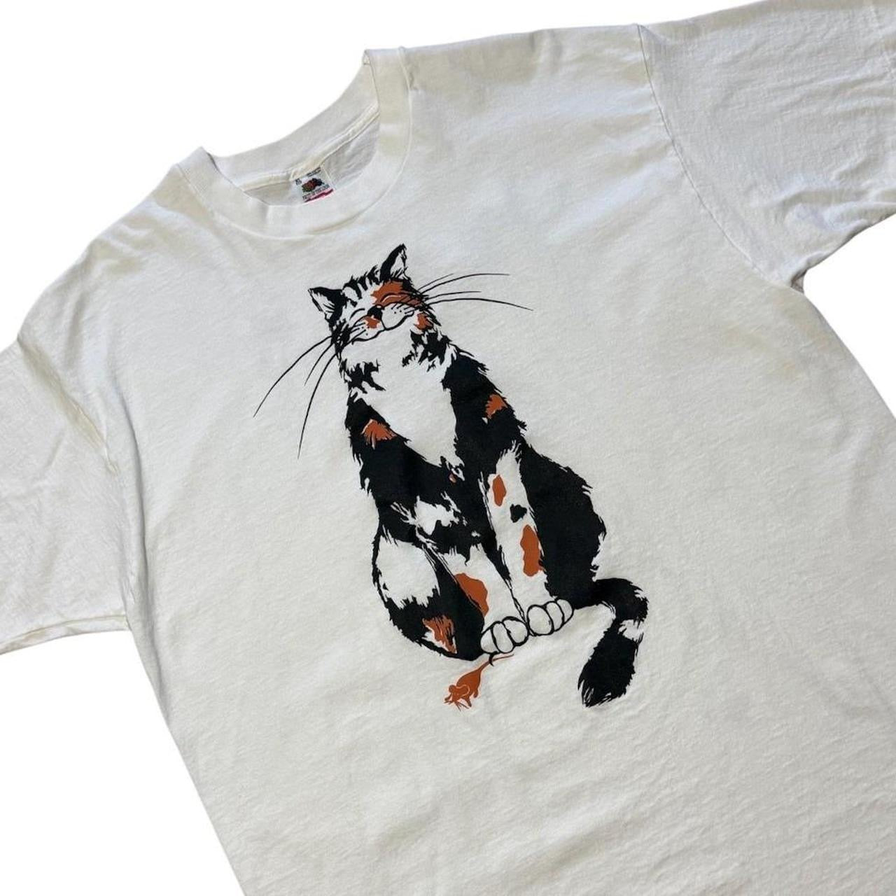 90s Calico Cat Oldland Art Cute Kitty Kitten Doublesided Graphic T-shirt
