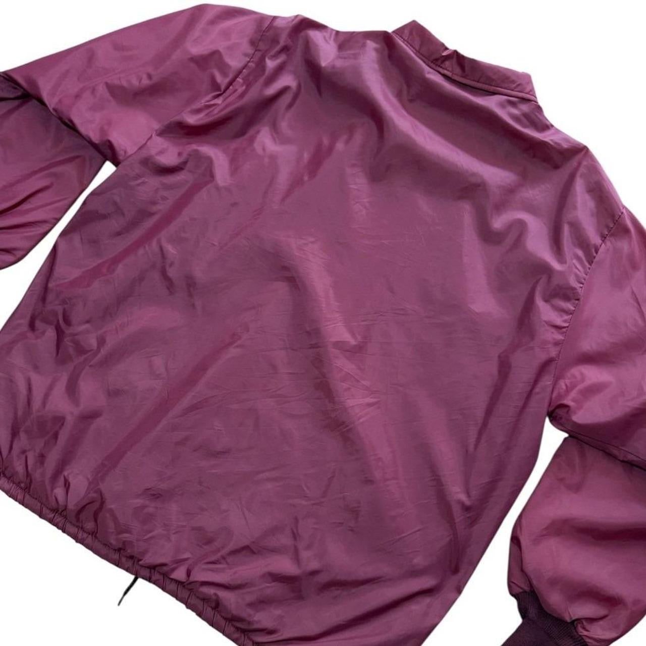 80s Hilton Coaches Maroon Faux Fur Lined Snap Button Coat Bomber Jacket