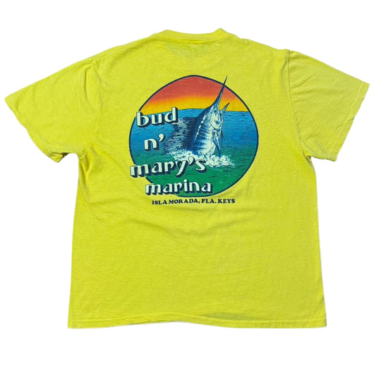 70s Yellow Bud N Mary’s Marina Key West Florida Swordfish Pocket Tee